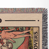 Blanket with tarot card design.