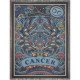 Decorative throw blanket with Cancer zodiac design on a white background