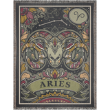 Decorative throw blanket with Aries zodiac design on a dark background