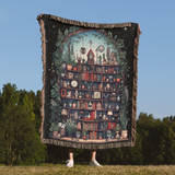 Witch’s Bookshelf Woven Blanket – Botanical Magic Throw