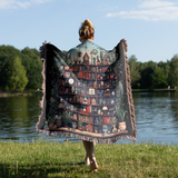 Witch’s Bookshelf Woven Blanket – Botanical Magic Throw