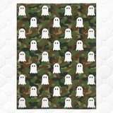 Camouflage pattern with white ghost shapes on a white background